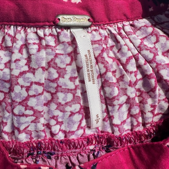 Free People Paloma Floral Button Up Peasant Blouse Top Berry Combo, sz S - Picture 8 of 11